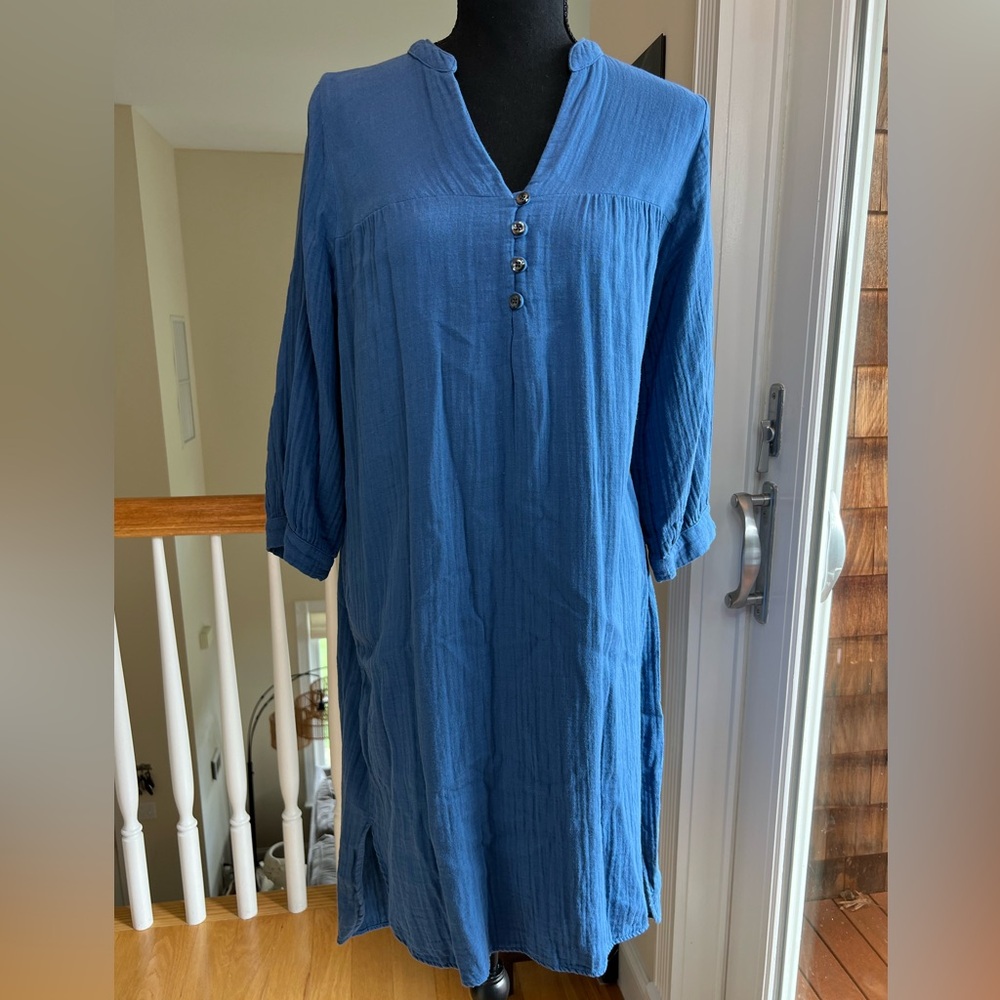 THE PODOLLS MADE IN USA SLIPON LONG‎ SLEEVE HIGH LOW SOFT COTTON DRESS